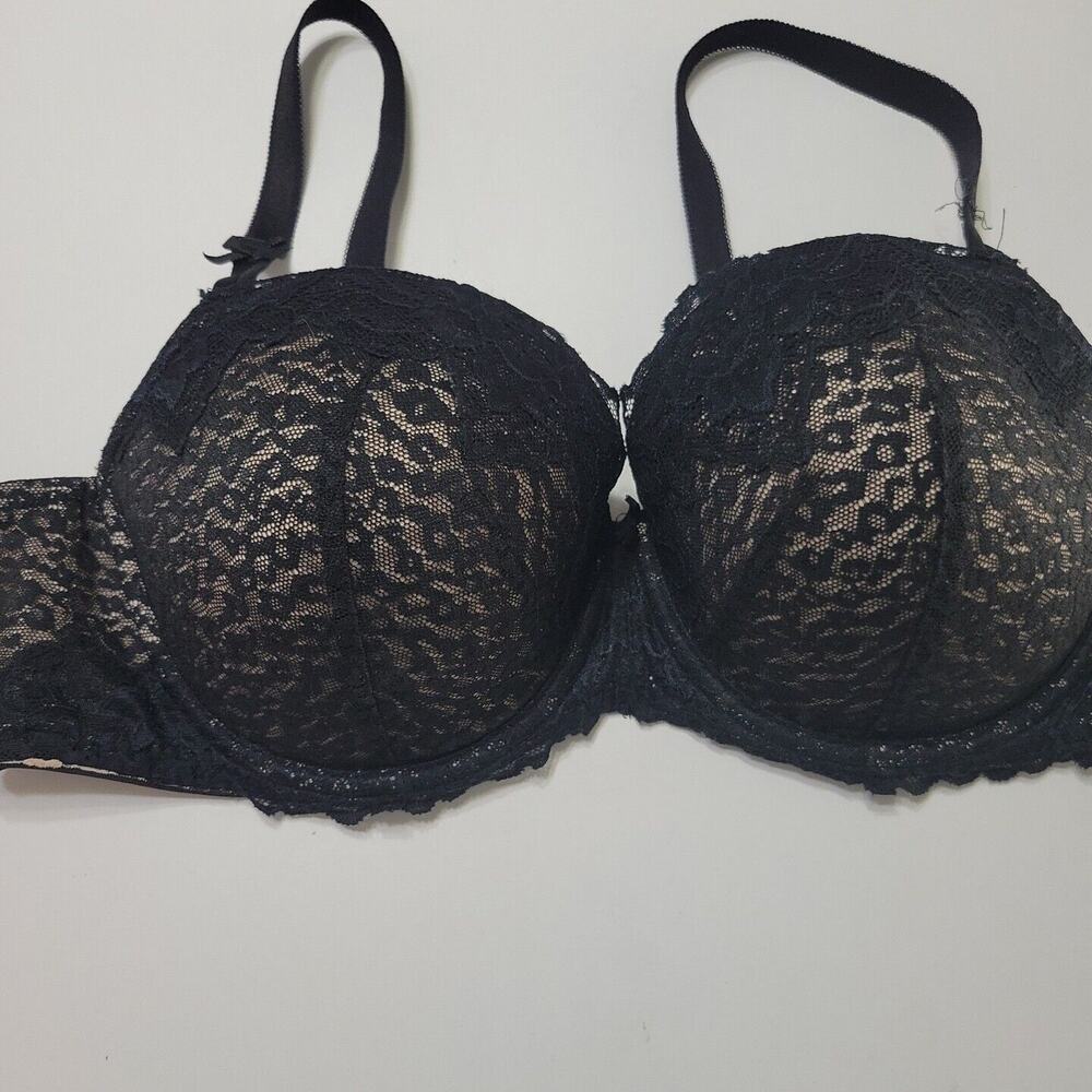 Torrid Bra Womens 42D Black Lace Underwire Padded Stretch Beige Lace Overlay Top